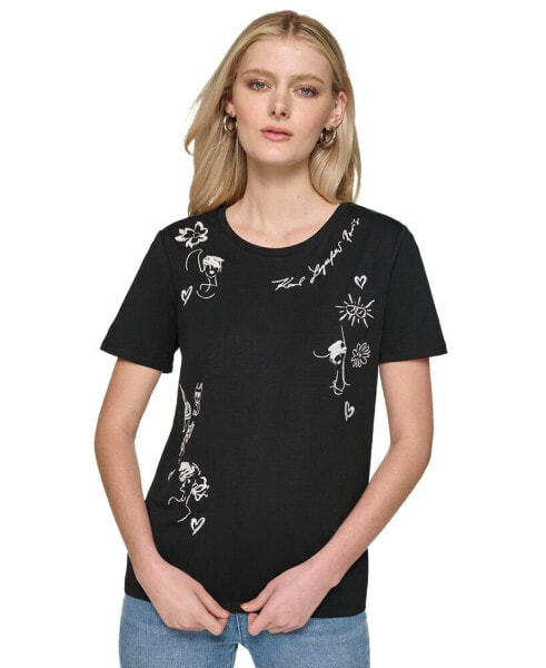 Women's Embroidered Motif T-Shirt