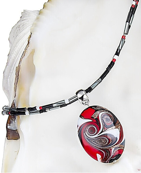 Magic necklace Mayan Love with pearl Lampglas NP37