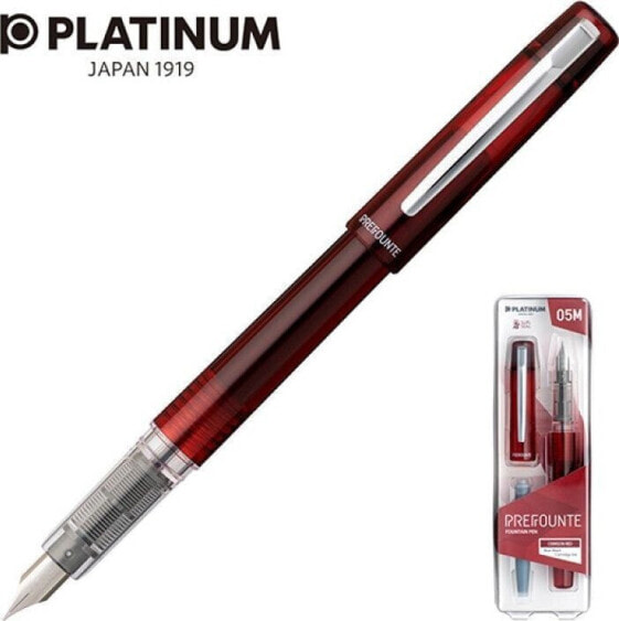 Platinum Pióro wieczne Platinum Prefounte Crimson Red, M, w plastikowym opakowaniu, na blistrze, bordowe