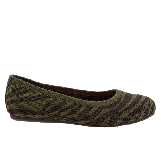 Softwalk Sonora S2013-327 Womens Green Wide Leather Ballet Flats Shoes 6.5