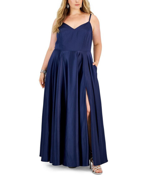 Trendy Plus Size Satin Sleeveless Gown