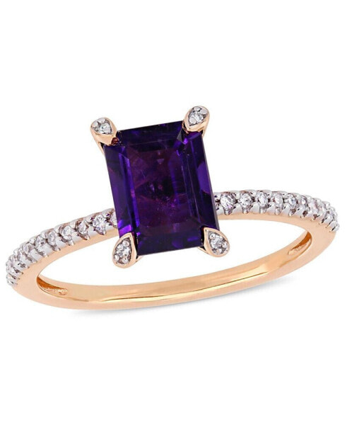 Amethyst (1-1/2 ct.t.w.) and Diamond (1/10 ct.t.w.) Ring in 10k Rose Gold