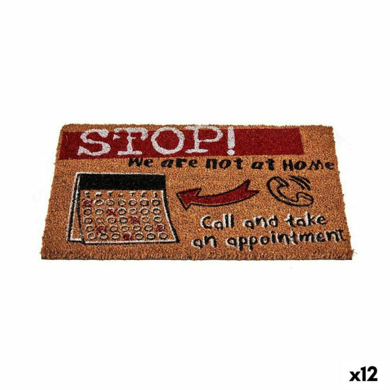 Дверной Коврик Stop Чёрный Красный Натуральный Кокосовое волокно 40 x 1,5 x 60 cm (12 штук)