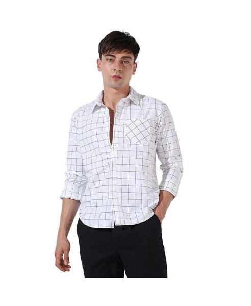 Рубашка клетчатая белая Campus Sutra для мужчин