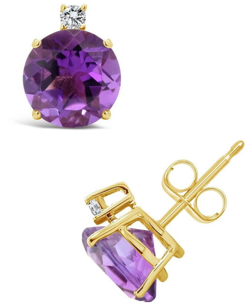 Серьги Macy's Amethyst and Diamond Stud