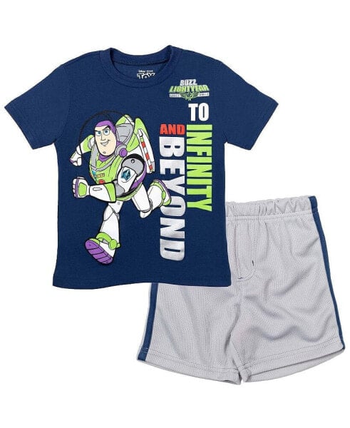 Pixar Toy Story Woody Buzz Lightyear Bo Peep Rex Athletic T-Shirt Mesh Shorts Outfit Set Infant to Little Kid