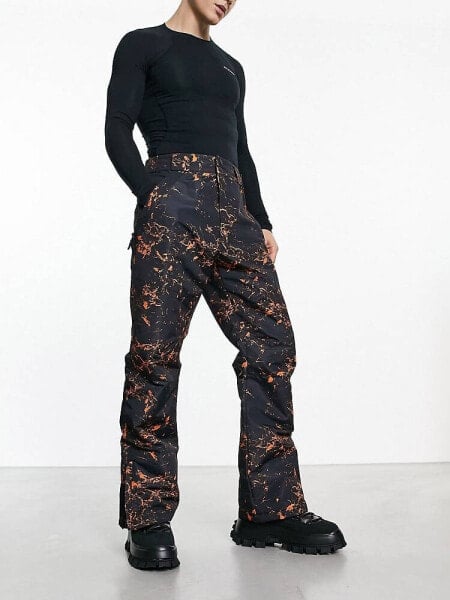 Threadbare ski trousers co-ord in black & orange print