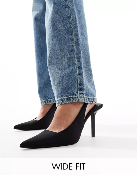 Stradivarius wide fit slingback heel in black