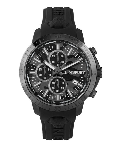 Часы и аксессуары Plein Sport мужские хронограф с датой Plein Gain черные силиконовые наручные часы 43 мм