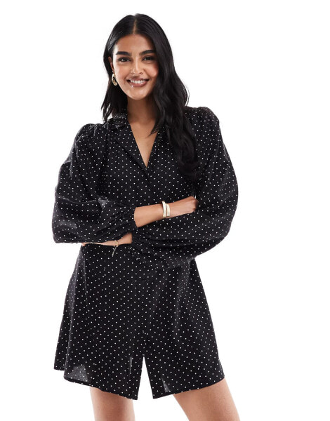 Miss Selfridge button through long sleeve mini tea dress