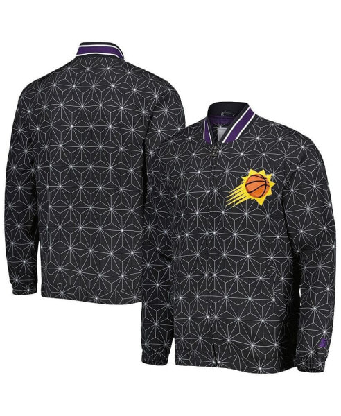 Men's Black Phoenix Suns In-Field Play Fashion Satin Full-Zip Varsity Jacket