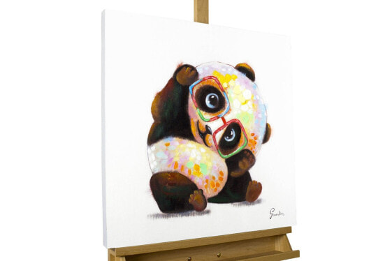 Acrylbild handgemalt Hipster Panda