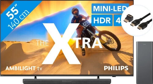 Philips The Xtra 55PML9009 - QD Mini-LED (2024) + Soundbar + HDMI Cable