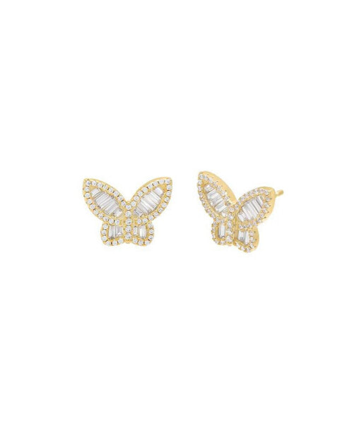 Pave Baguette Butterfly Stud Earrings