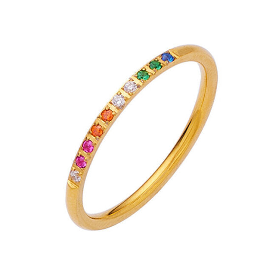 A charming gold-plated ring with colored zircons