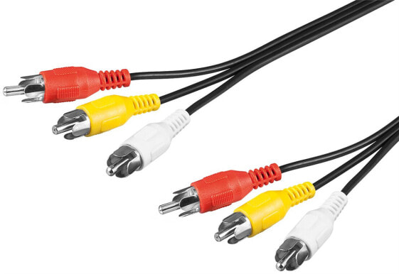 Wentronic Goobay Composite Audio/Video Connector Cable, 3x RCA, 3 x RCA, Male, 3 x RCA, Male, 3 m, Red, White, Yellow