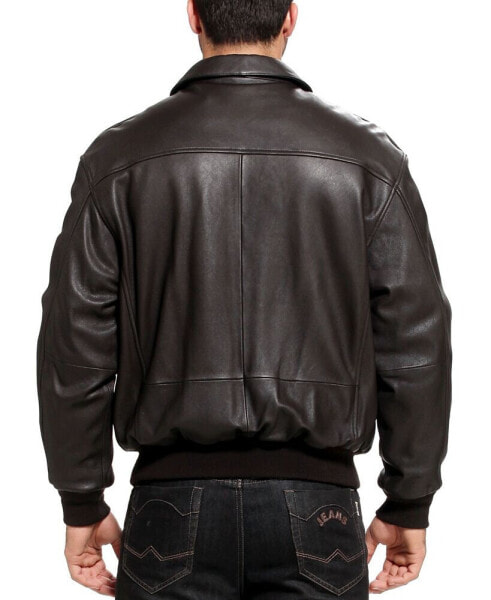 Men A-2 Leather Flight Bomber Jacket - Big and Tall