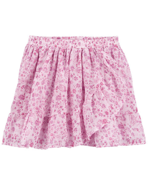 Kid Paisley Print Wrap Skirt 6-6X