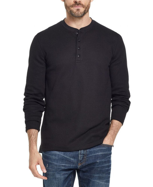 Men's Long Sleeved Waffle Henley T-shirt
