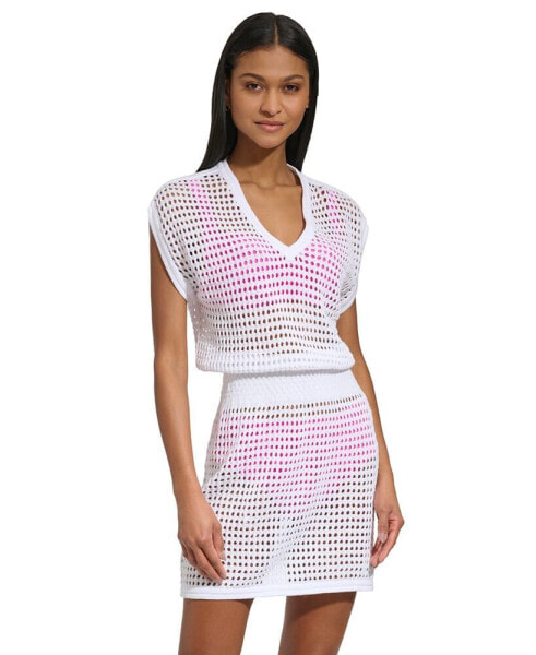 Платье-туника крючком из хлопка DKNY для женщин