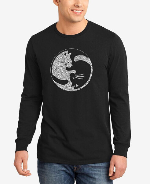 Men's Yin Yang Cat Word Art Long Sleeve T-shirt