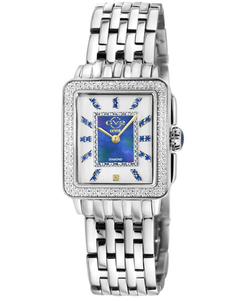 Women's Padova Gemstone Swiss Quartz Diamond Accent Silver-Tone Stainless Steel Bracelet Watch 27mm x 30mm