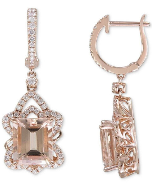 Aquamarine (3 ct. t.w.) & White Sapphire (5/8 ct. t.w.) Leverback Drop Earrings in Sterling Silver (Also in Morganite)
