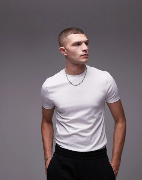 Topman muscle fit t-shirt in white