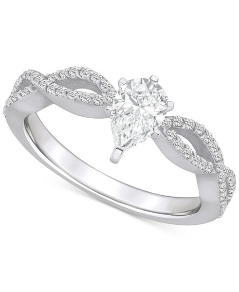 Кольцо Macy's Diamond Pear Twist Shank Engagement