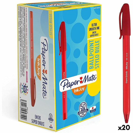 Ручка средней жирности PAPER MATE Inkjoy 50 красные 1 мм (20 штук)