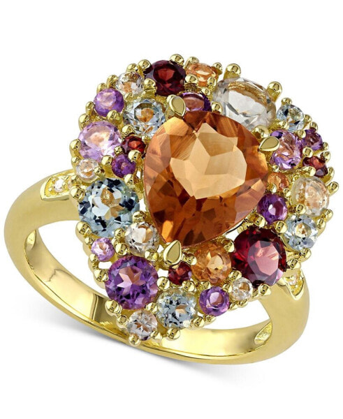 Multi-Gemstone(4-3/4 ct. t.w.) & Diamond Accent Teardrop Cluster Ring in 18k Gold-Plated Sterling Silver