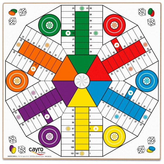 CAYRO Parchís Wood Board 4-6 Player 40x40 cm Board Game