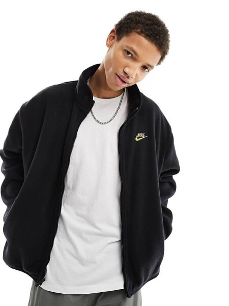 Nike Club fleece zip thru jacket in black 