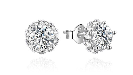 Elegant silver earrings with zircons AGUP3476