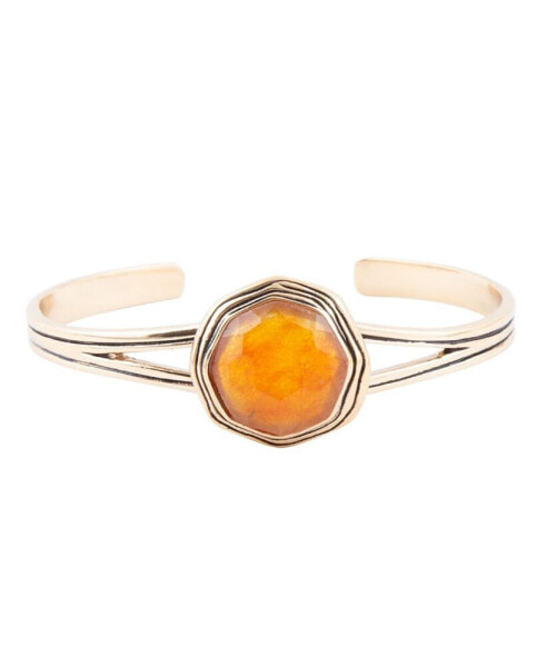 River Rocks Genuine Orange Quartz Abstract Cuff Bracelet