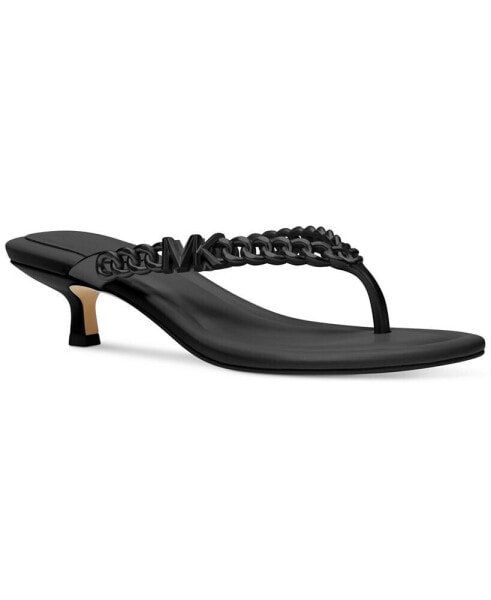 Zaza Slip On Embellished Thong Kitten-Heel Sandals