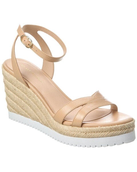 Stuart Weitzman Catlina Leather Espadrille Wedge Women's Beige 7