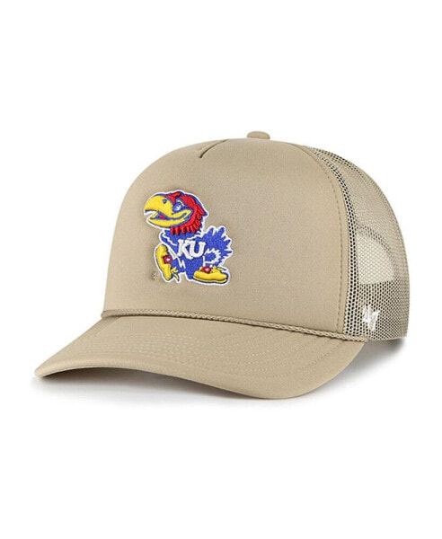 Men's Khaki Kansas Jayhawks Foam Front Mesh Trucker Snapback Hat