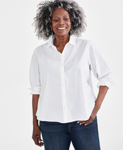 Plus Cotton Button Up Shirt, Created for Macy's