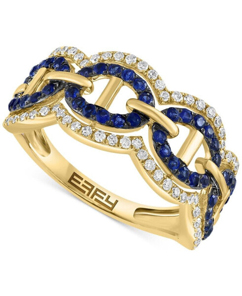 EFFY® Sapphire (3/8 ct. t.w.) & Diamond (1/4 ct. t.w.) Openwork Statement Ring in 14k Gold