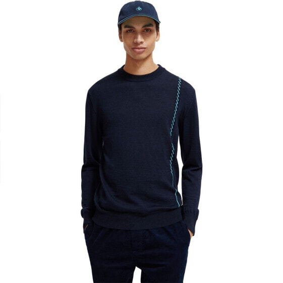 SCOTCH & SODA Contrast-Trimmed Merino Wool Crew Neck Sweater