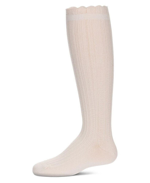 Big Girls Crochet Ruffle Design Knee High Socks