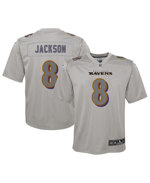 Big Boys Lamar Jackson Gray Baltimore Ravens Atmosphere Fashion Game Jersey