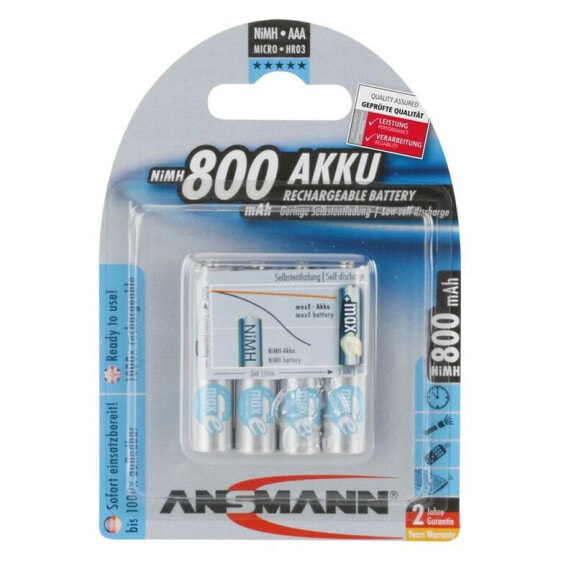 ANSMANN AAA Rechargeable 800Mah 1.2V 4 Units Pile