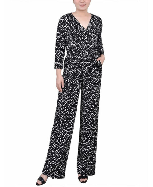 Women's 3/4 Sleeve Belted Jumpsuit