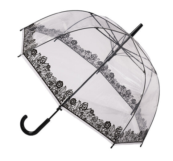 Ladies Holovaty transparent umbrella Clear Dome Stick with Black Lace Effect POESLACE
