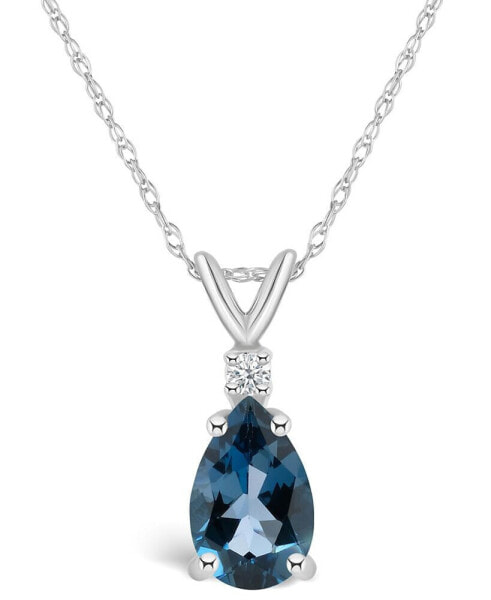London Blue Topaz (1 ct. t.w.) and Diamond Accent Pendant Necklace in 14K Yellow Gold or 14K White Gold