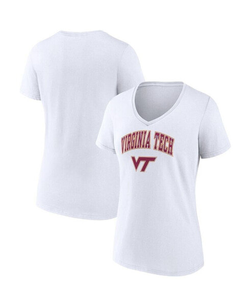 Women's White Virginia Tech Hokies Evergreen Campus V-Neck T-shirt
