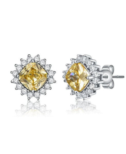 Classy 10MM Halo Square Stud Earrings