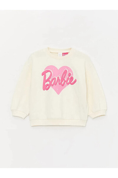 LCW baby Bisiklet Yaka Barbie Baskılı Uzun Kollu Kız Bebek Sweatshirt